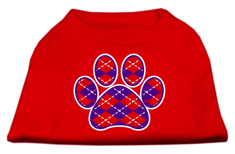 Argyle Paw Purple Screen Print Shirt Red XL